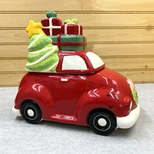 Christmas Traditions Loaded Car Cookie Jar  St. Nicholas Square Hand Painted