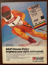 1985 BASF World Cup Skiing Vintage Print AD Chrome Video VHS