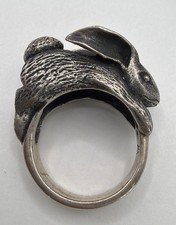 Retired James Avery 925 Sterling Silver 3D Hare Rabbit Ring Size 7.5 ~ 16.85g