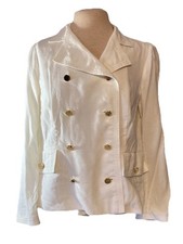 Vintage Kulson Women  s White Blazer Sz 44 US 8 90  s Gold Buttons Career Casual