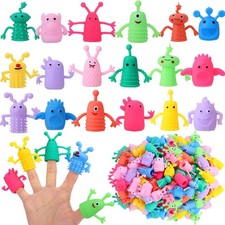 80 PCS Finger Puppets Toys Cute Monster Finger Puppets Soft Rubber Stretchy F...