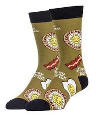 OOOH YEAH Men's Novelty Crew Socks, MD6506C - Complimentary Breakfast