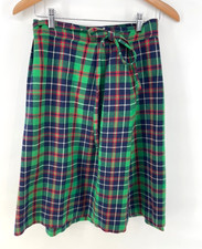 Vintage Wool Wrap Skirt Plaid Women s Size XS/S Green Multicolor Academia Retro