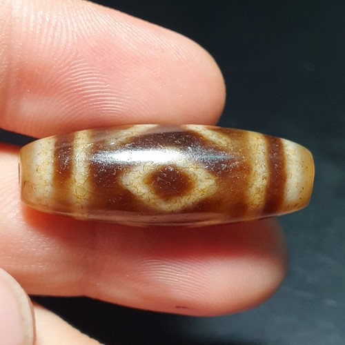 Alte Tibetische Diamant Augen Unikat Muster Achat Stein Dzi Perle Amulett