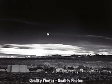 Church & Cemetery on High Plateau 8.5x11" Photo Print Ansel Adams Nighttime Moon