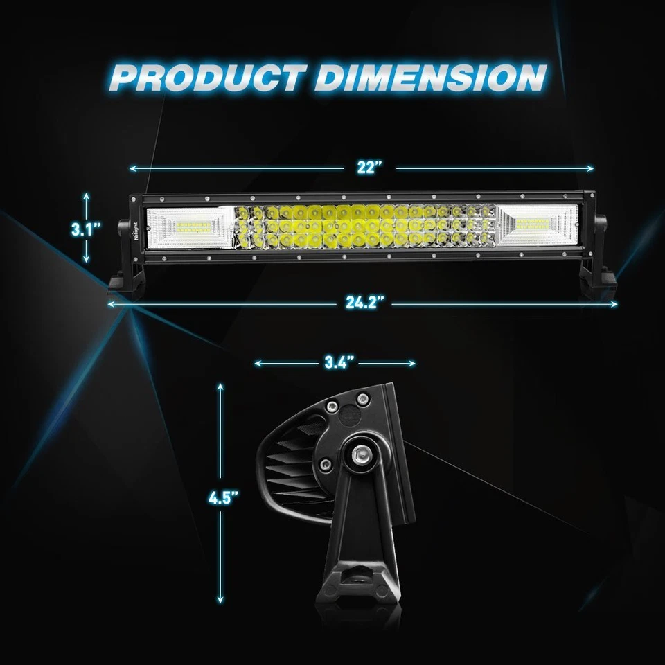 Barra de luz LED Nilight 22 pulgadas punto de inundación triple fila lámpara para camionetas Ford 4x4 270 W Foto 2 de 4