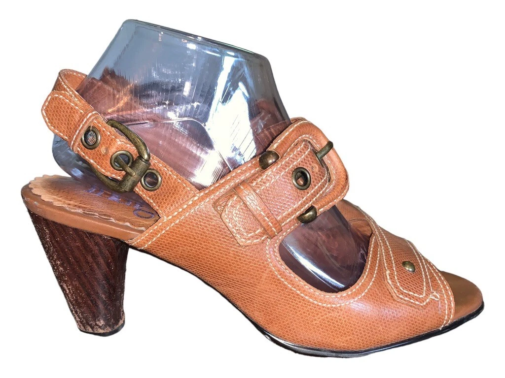 Sandali Indigo By Clarks donna 8 5 cinturino slingback tacco retrò pelle marrone