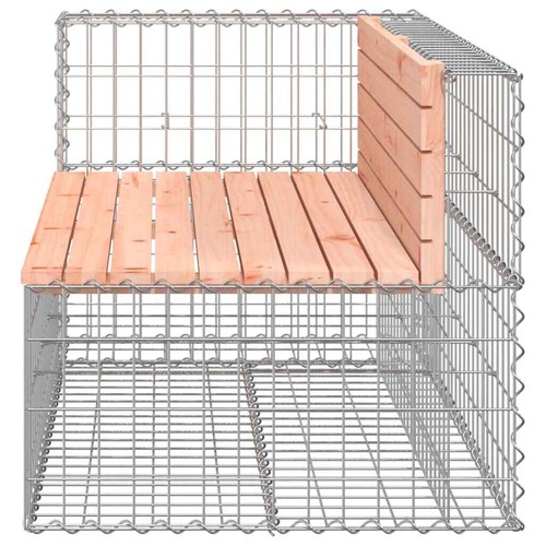 Gabion Cage Garden Bench Outdoor Patio Wooden Park Seat Chair Steel Solid Wood - Picture 4 of 8