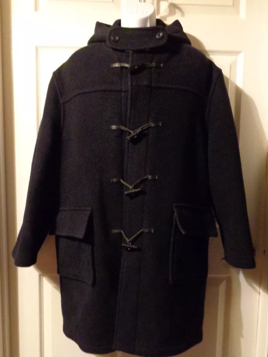 Vintage BURBERRY Toggle Duffle Coat Dark Navy Size L Fits XL FREE SHIPPING