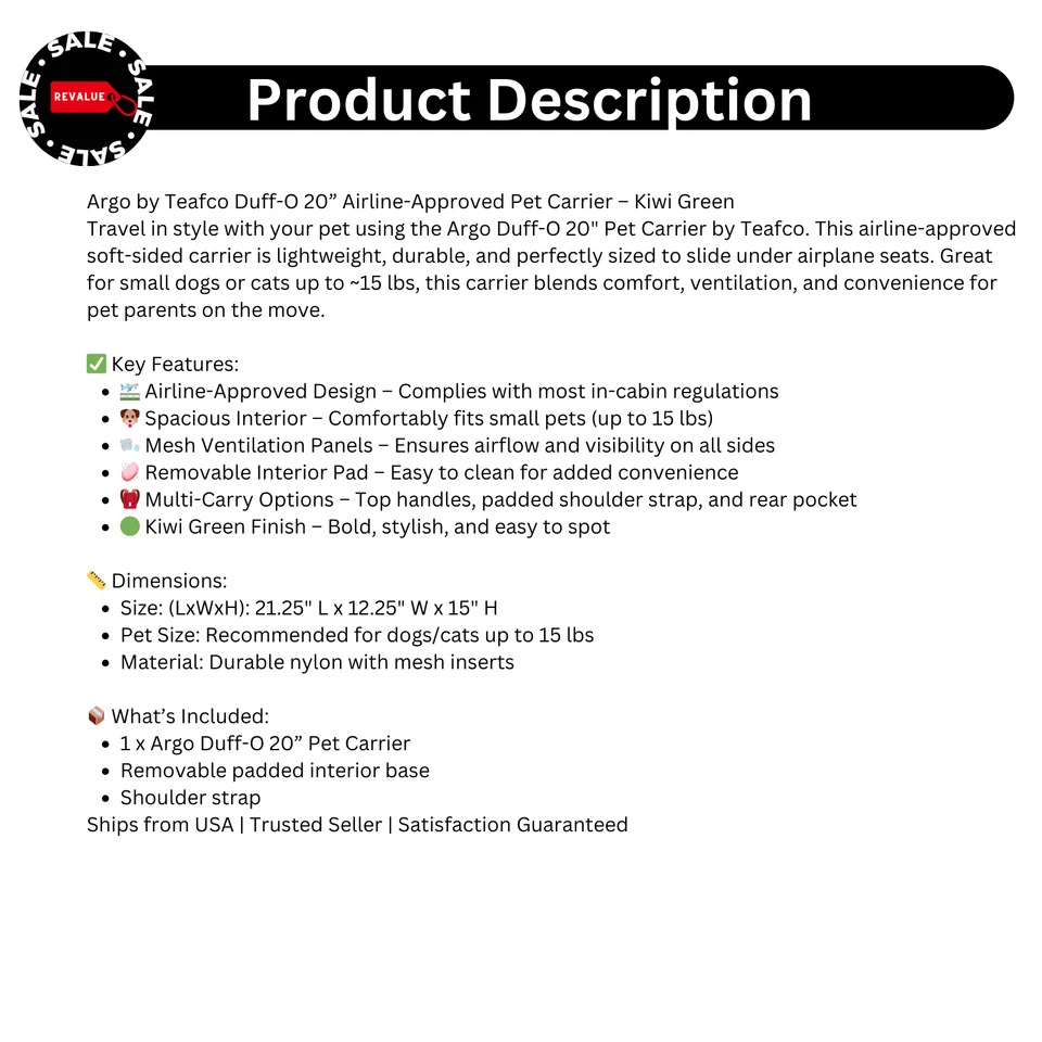 "Transportador de viaje para mascotas Argo Teafco Duff-O 20"" - Aprobado por aerolínea para perro/gato" Foto 2 de 4