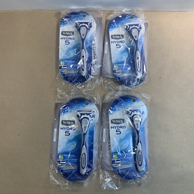 Schick Hydro 5 Razor Lot of 4 Razors & Catridges - Blue/White