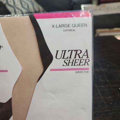 On the Go! Pantyhose Ultra Sheer OATMEAL Sheer Toe Hosiery Size XL