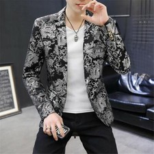 Men's Business Formal Dress Blazer Jacket Casual Slim Fit Coat Tops Korean Chic