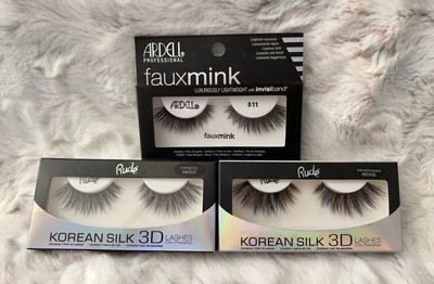 Lot 3 Ardell Mink Eyelashes 811 & 2 Rude Korean Silk 3D Hypnotic & Exhibitionist