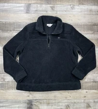 Vineyard Vines Jacket Womens Medium Black Quarter Zip Deep Pile Sherpa Fleece
