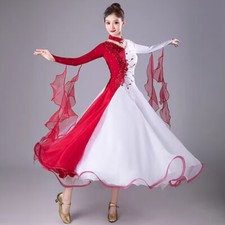 Adult Modern Dance Waltz Tango Rhinestones Performance Dress Ballroom Dancewear