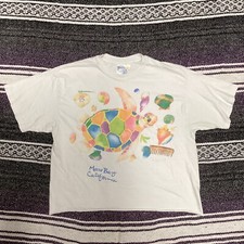 Vintage 90s Sea Turtle Single Stitch Crop T-shirt Sz L USA Made Nature