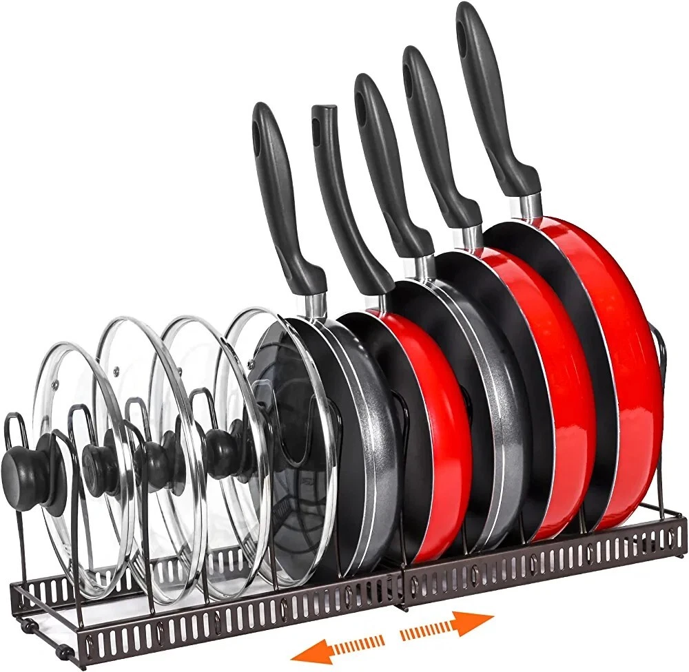 ROOHUA Pot Rack Organizer -Expandable Pot and Pan Organizer for Cabinet,Pot Lid
