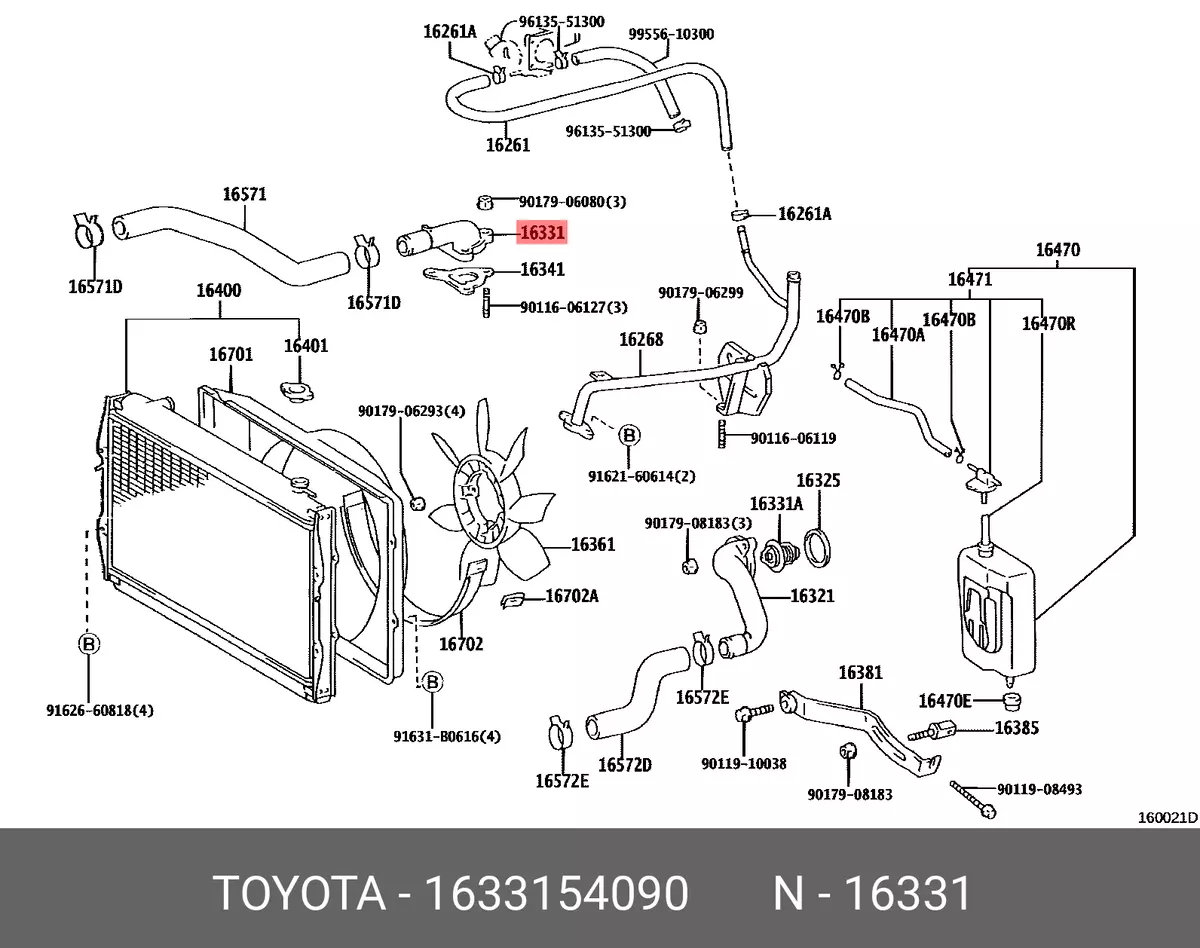 Genuine OE coolant hose, 1633154090 for TOYOTA 16331-54090 | eBay