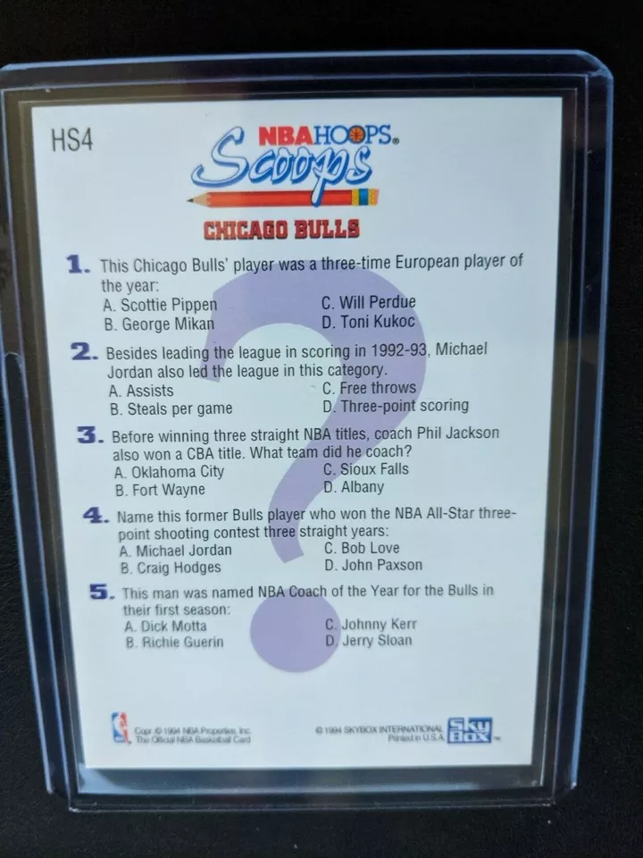 SCOTTIE PIPPEN 1993-94 Skybox NBA Hoops Scoops Insert #HS4 Chicago Bulls - Image 2 of 2