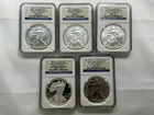 2011 American Silver Eagle 25th Anniversary 5 Coin Set NGC ER MS70 PF70 UCAM