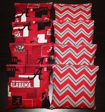 8 CORNHOLE BEANBAGS made w University of ALABAMA CRIMSON TIDE Fabric