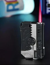 Windproof Gun Gyroscopic Lighter - Butane Portable Cigarette Spinner. Black