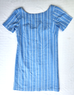 anthropologie blue linen dress Anthropologie Women's Linen Open Back Lined Short Sleeve Dress Blue Sz 4