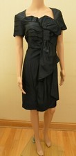 New M&S Per Una Speziale Navy Blue Taffeta/Satin Bow Dress Sz UK 12