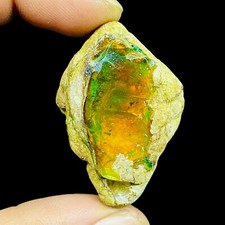 105.4 Cts Natural Ethiopian Opal Rough 44x31mm Huge Multi Fire Loose Gemstone