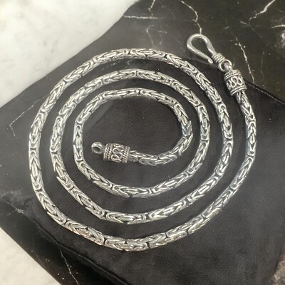 Chain Sterling Silver .925 Byzantine Bali Style w Hook and Eye Clasp ...