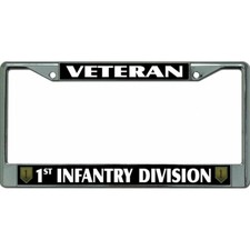 army 1st infantry division military logo chrome license plate frame made in usa