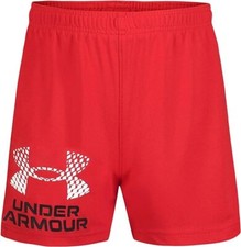 Under Armour Boys Prototype Symbol Wordmark Screen Print Shorts - Red - Sz 7