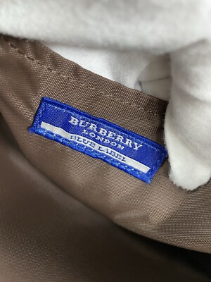 Burberry Blue Lable Hand Bag Pouch Bag Blue Check Nylon Leather