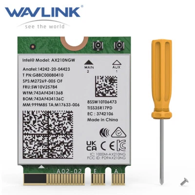WAVLINK WiFi 6E Wireless Card Intel AX210 Tri-Band 5400Mbps 2.4GHz/5GHz/6GHz