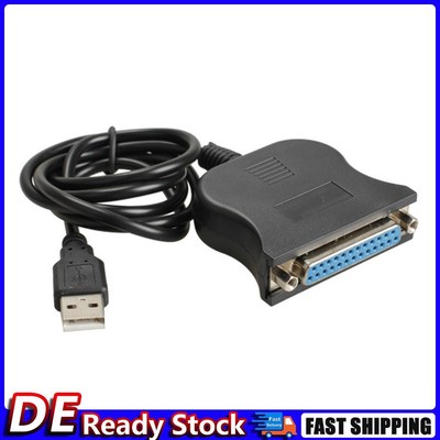 New USB 1.1 to DB25 Female Port Print Converter Cable LPT Black Deu