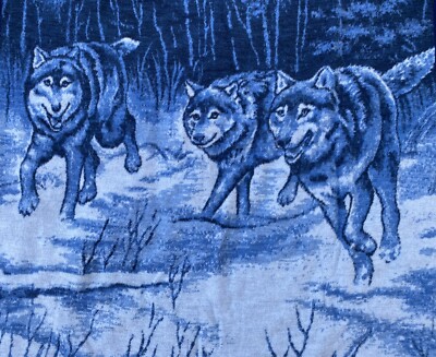 Biederlack Wolf Blanket James Hartman Acrylic Blend Snaps And