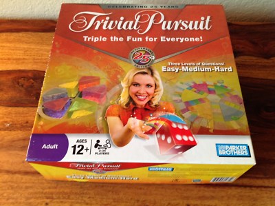 Trivial Pursuit Celebrating 25 Years Anniversary Easy-Medium-Hard~GVC