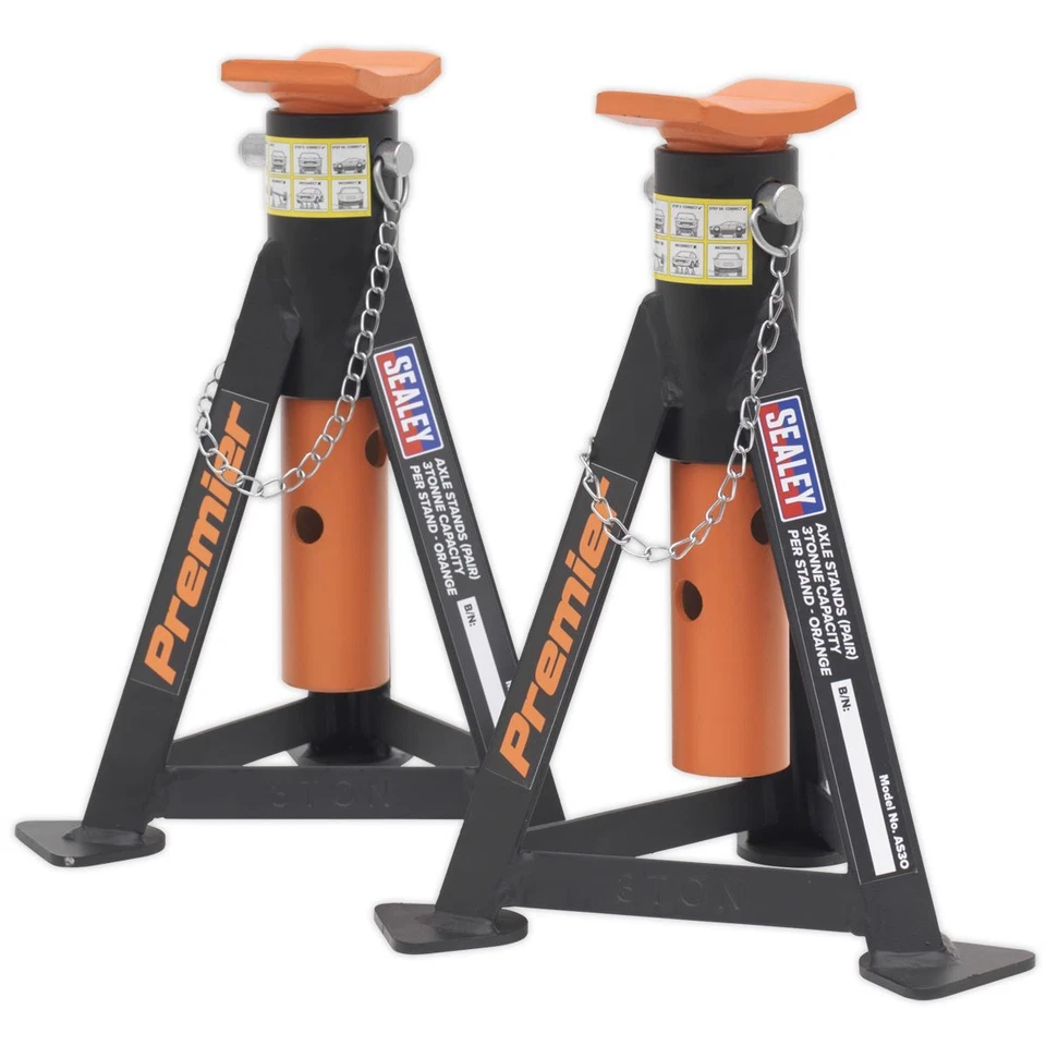 Sealey AS3O Axle Stands (Pair) 3tonne Capacity per Stand Orange - Image 3 of 4