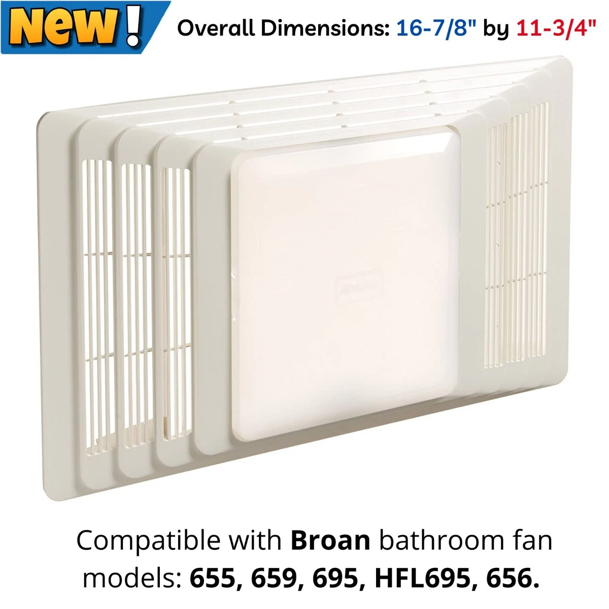 Bathroom Fan Cover for 655 659 695 HFL695 656 Broan Ventilation Fan/Heater/ Light | eBay
