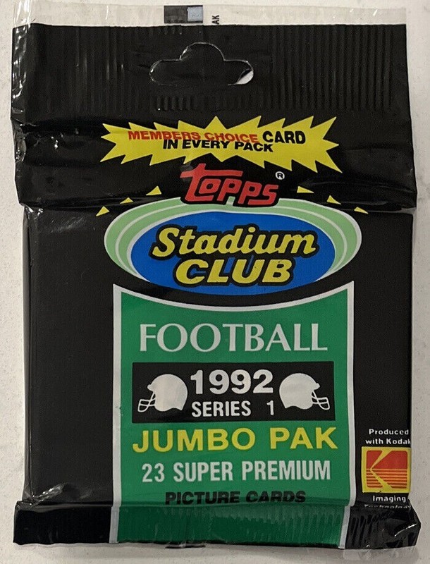 6  Packs Sealed  1992 Topps Stadium Club NFL Football 23 Card Jumbo Pak Series 1