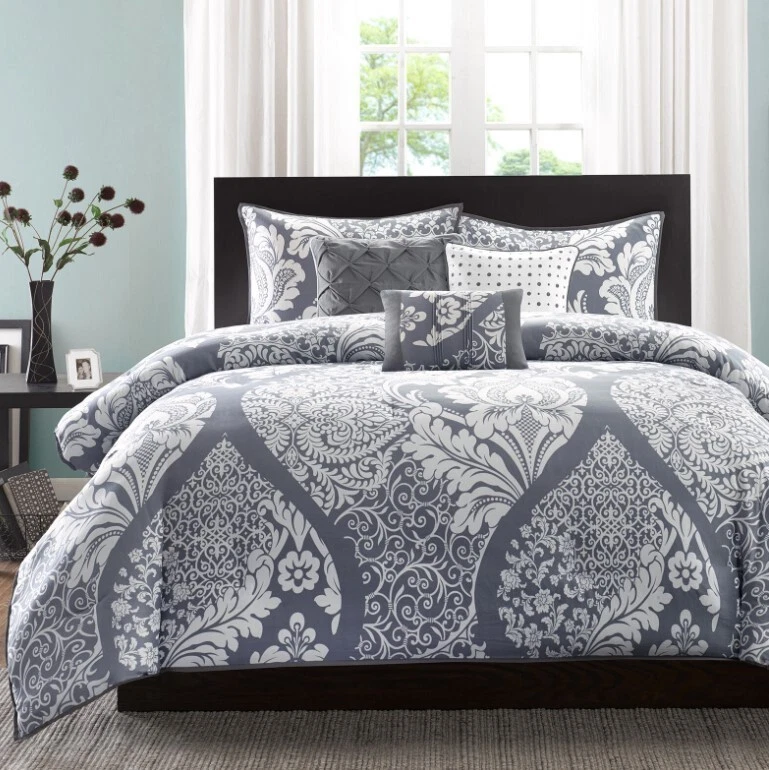 Juego de edredón estampado de 6 piezas Madison Park Vienna, King, Slate Pasley precio de venta sugerido por el fabricante 310 USD Foto 2 de 4