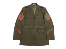 US Marine Alpha Green Coat 40 Short USMC Dress Gabardine P/W 2212 Jacket w/ Belt