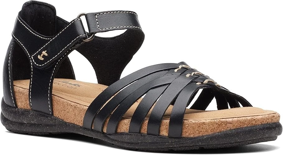 SANDALI DONNA CLARKS ROSEVILLE COVE SLINGBACK NERI TAGLIA 7 5 N STRETTI NUOVI SENZA SCATOLA