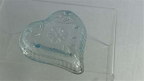 Vintage Tiara Sandwich Blu Pallido Cuore Tinket Piatto Ciotola Posacenere Vetro Indiana - Foto 3 di 8