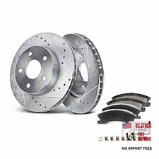 12.01" 305mm Ceramic Brake Rotors Ceramic Pads Front Drilled and Slotted