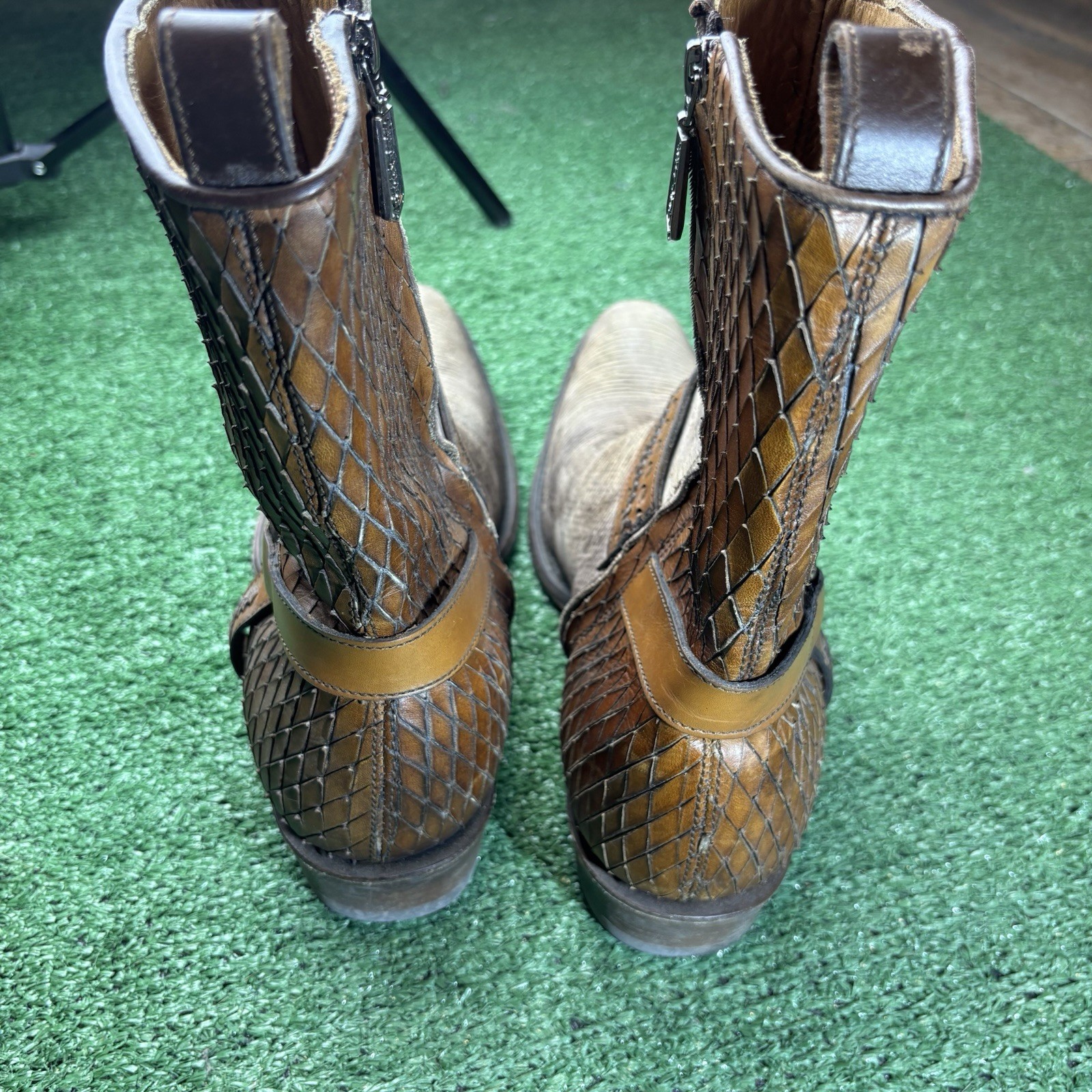 Cuadra Brown Half Python Boots Side Zip Rubber So… - image 9