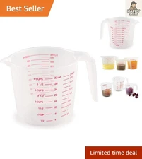 4-Cup Plastic Measuring Cup - Easy to Read with Pour Spout for Precision