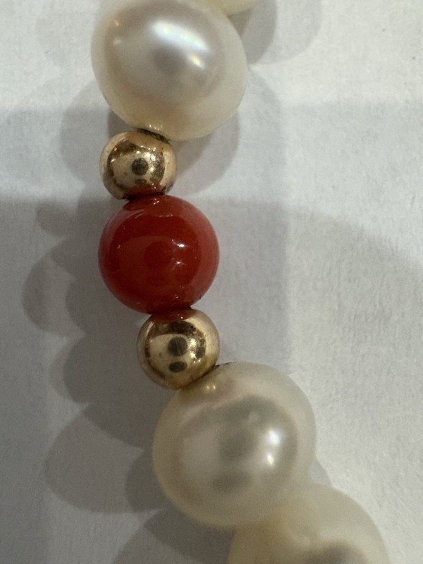 Vtg 14kt Solid Gold #10 3mm Beads & Clasp & Coral/Pearls 20” Necklace By Honora