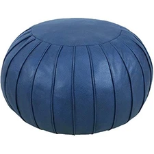 Handmade storage pouf ottoman foot stool - faux suede round floor cush